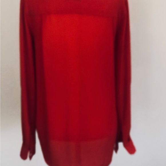 Ann Taylor Loft women size XS long sleeve red blouse top - Picture 4 of 13